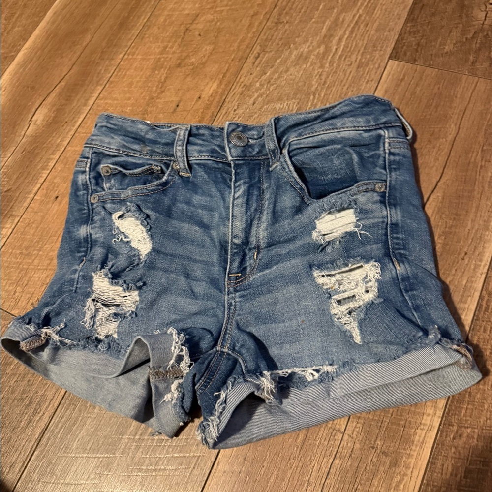 American Eagle Blue Distressed Jean Shorts